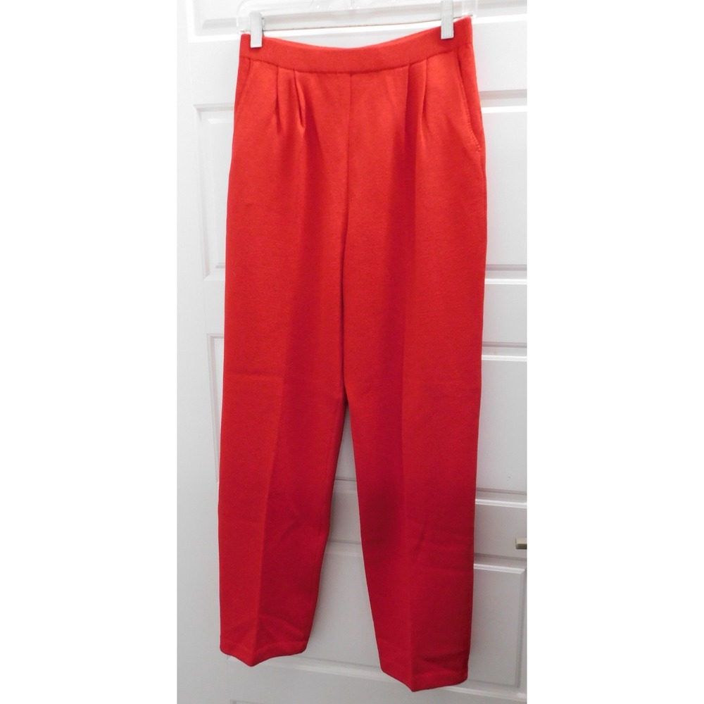 St John Collection Red Santana Pleated Front Pants with‎ Pockets USA 4